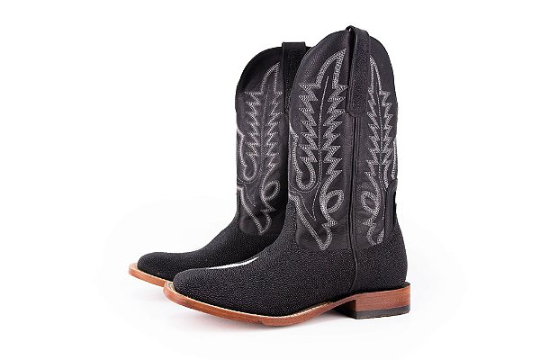 Bota Masculina Goyazes Exótica Couro de Arraia Preto