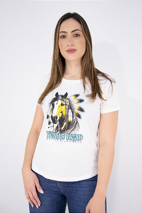 T-SHIRT Feminina Branca Texas Head