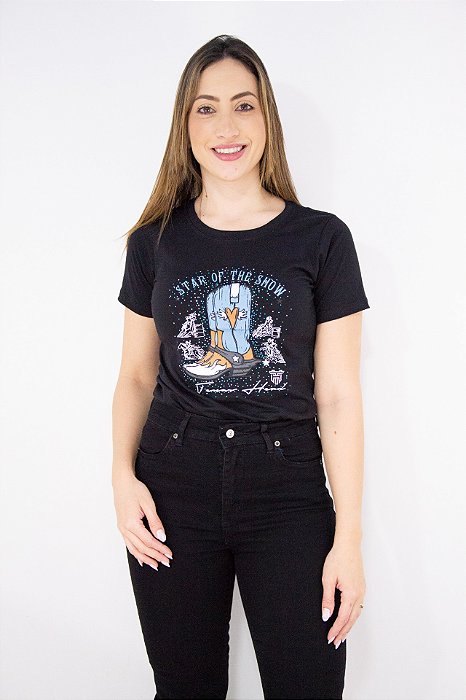T-SHIRT Feminina Preta Texas Head