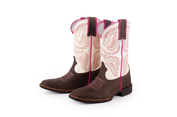 Bota Feminina Durango 0161 – Mad Dog Bege, Cano Médio, Bico Quadrado DGO Gel e Solado Gel