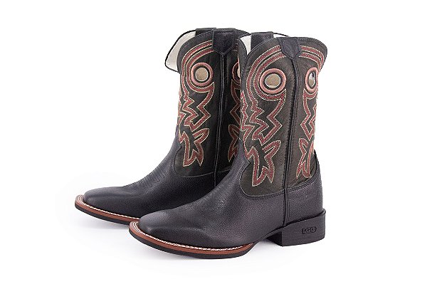 Bota Durango Unissex 0140 – Preta com Vermelha, Bico Quadrado DGO Gel, Cano Médio e Solado Gel