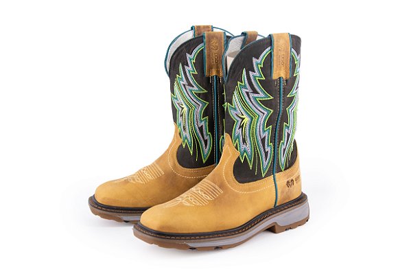 Bota Masculina Durango – Rust Dog Preto, Bico Quadrado DGO Work, Cano Médio e Solado Work