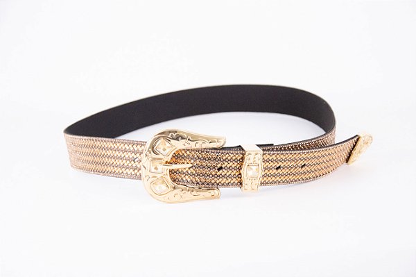 Cinto feminino de brilho dourado
