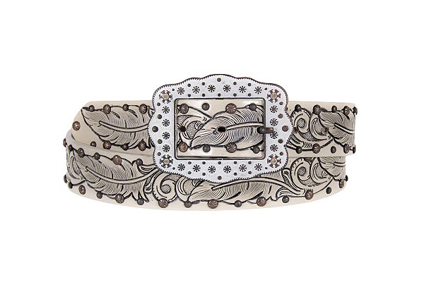 Cinto Feminino em couro branco