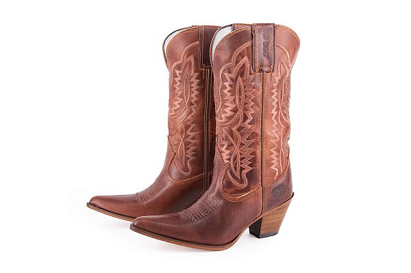 Bota Feminina Durango Cano Médio/ Bico Fino/ Solado Couro/ Cor Toscana 7075005858C1W