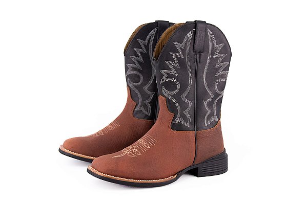 Bota Masculina Jácomo Ref 40011 MQV Mamute Oil Sella/ Fóssil Oil Preto Bico Quadrado/ Solado Flex/ Cano Médio