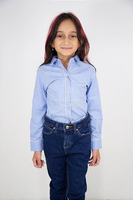 Camisa Infantil Feminina Texas Head - Azul