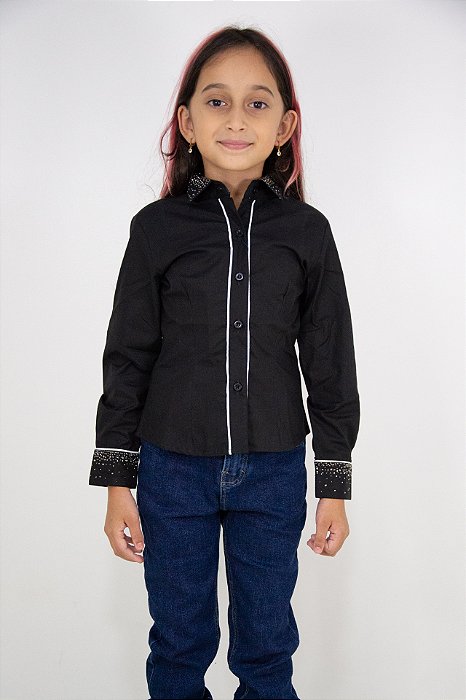 Camisa Infantil Feminina Texas Head - Preta