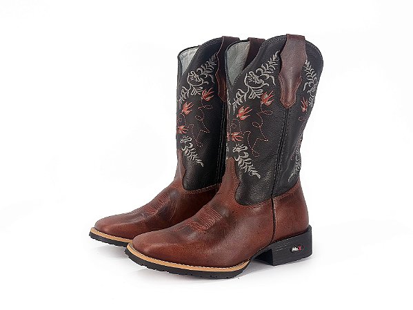 Bota Mr West 1474  Fóssil SELLA CANO MEDIO FLOATHER PRETO SOLADO FLEX BICO QUADRADO