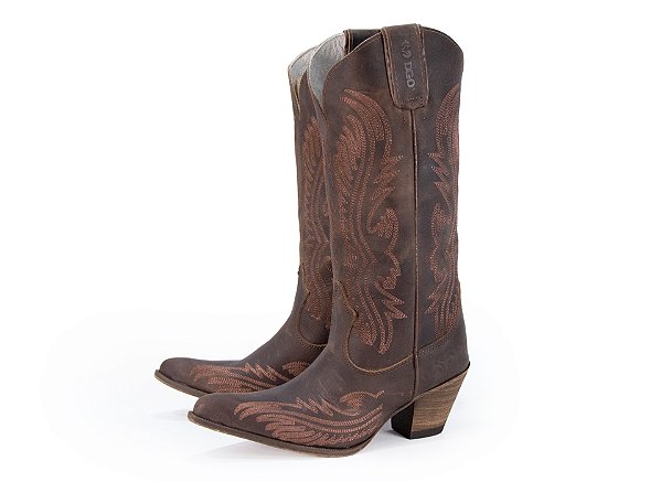 Bota Feminina Durango Bico Fino/ Solado Couro/ Long Boot/ Med Dog/ Med Dog