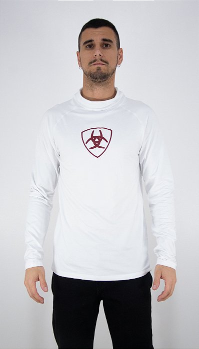 Blusa Térmica Masculina Ariat Proteção UV Cor Branca/Vinho