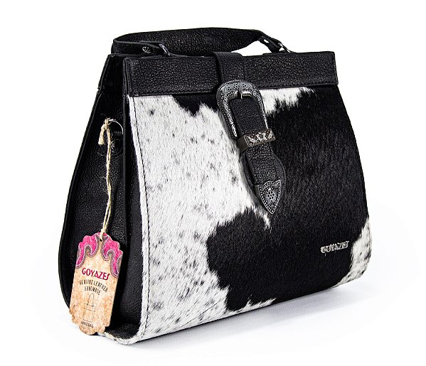 Bolsa Feminina Goyazes Couro Bovino Preto/ Pit Stop Preto B2505-7