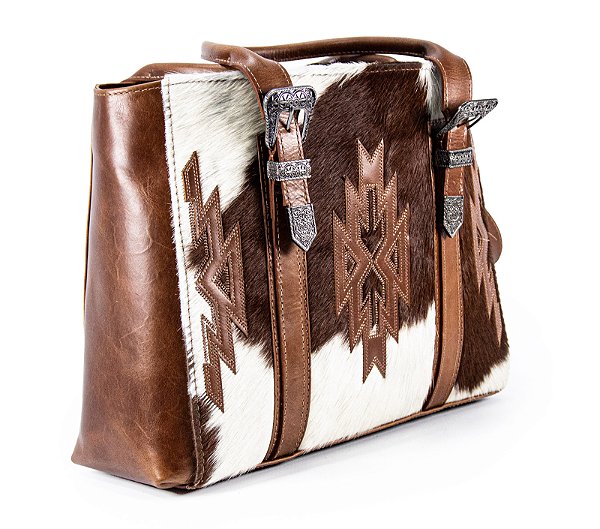 Bolsa Feminina Goyazes Couro Pêlo Bovino/ Couro Atlanta Caramel B2510-9