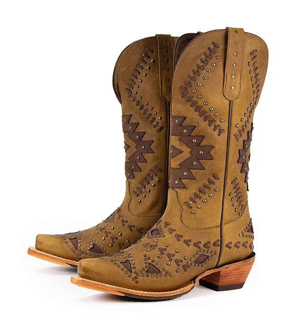 Bota Feminina Goyazes - Bico fino/ Dakar Havana/ Solado Injetado Couro Café 256801 CC