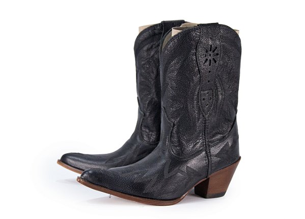 Bota Feminina Durango Indiana Black/ Cano Médio/ Bico Fino/ Solado Couro 707201C1W