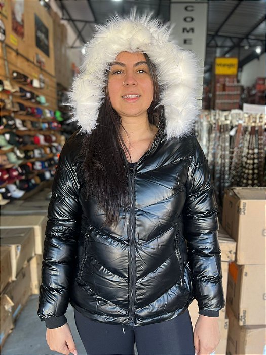 Jaqueta Feminina Nylon Perolada / Preta