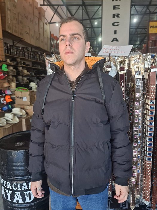 Jaqueta Masculina Safira / Dupla Face / Preto com laranja