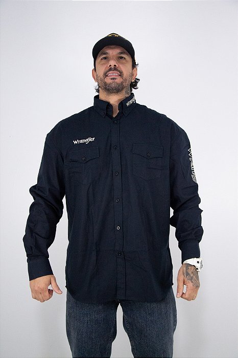 Camisa Wrangler Manga longa Preta WW 251PR