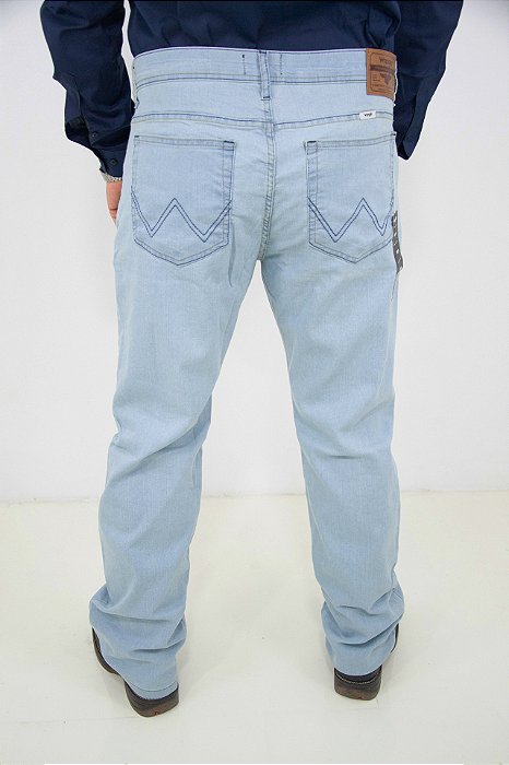 Calça Masculina Wrangler Reta com lycra/ Cor Delavê/ Modelo WM1105RPUN