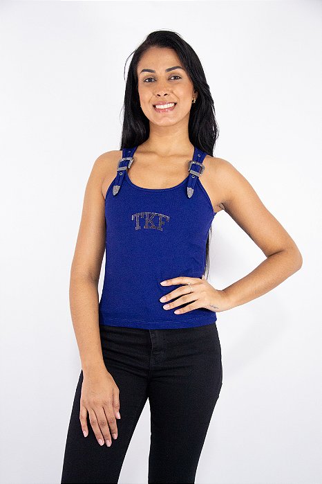 Regata Feminina Thankfield Fivela Azul escuro