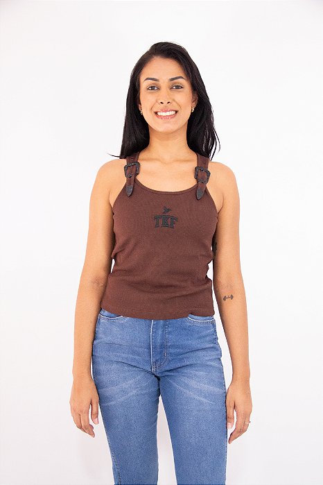 Regata Feminina Thankfield Fivela Marrom