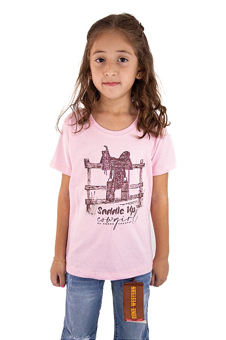 T-SHIRT Feminina Infantil Ox Horns Rosa 534