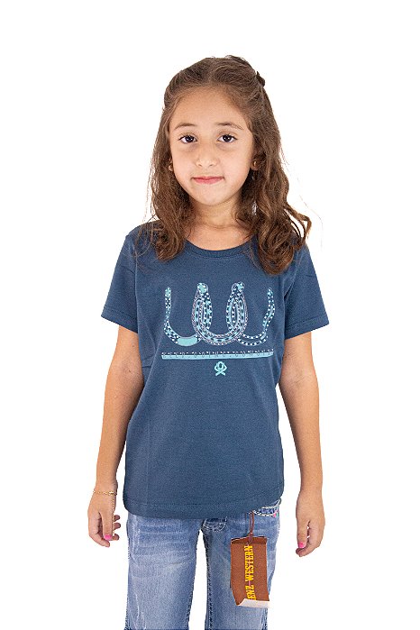 T-SHIRT Feminina Infantil Ox Horns Petróleo 5333