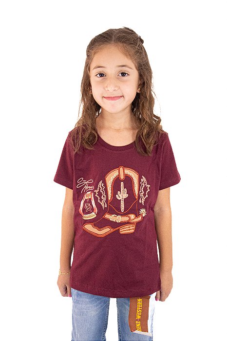 T-SHIRT Feminina Infantil Ox Horns Vinho 5334