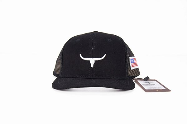 Boné Infantil Moiadeiros Preto Bordado Branco