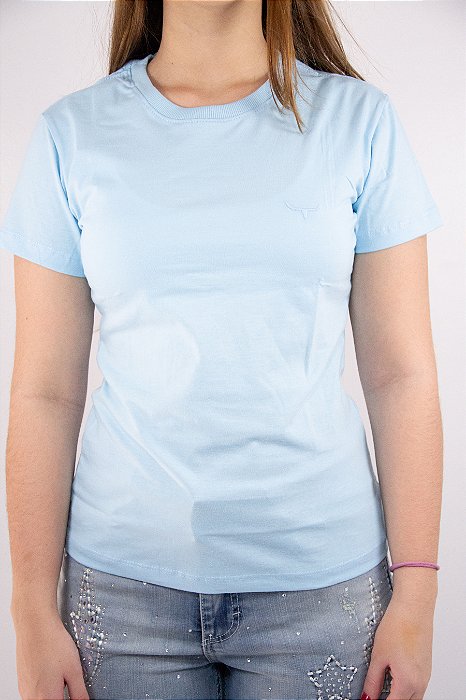 T -Shirt Básica Feminina Azul Bebê Moiadeiros CMF2444