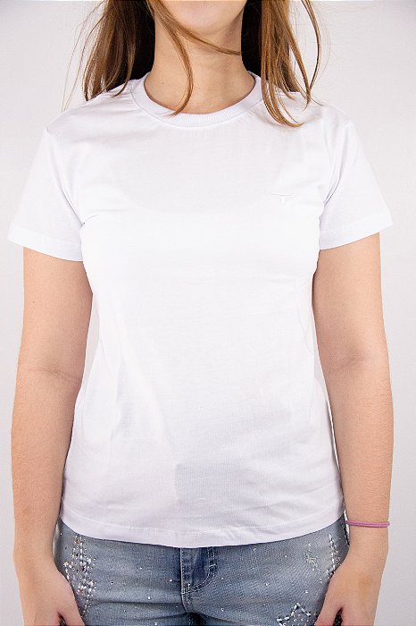 T -Shirt Feminina Básica Branca Moiadeiros CMF2317