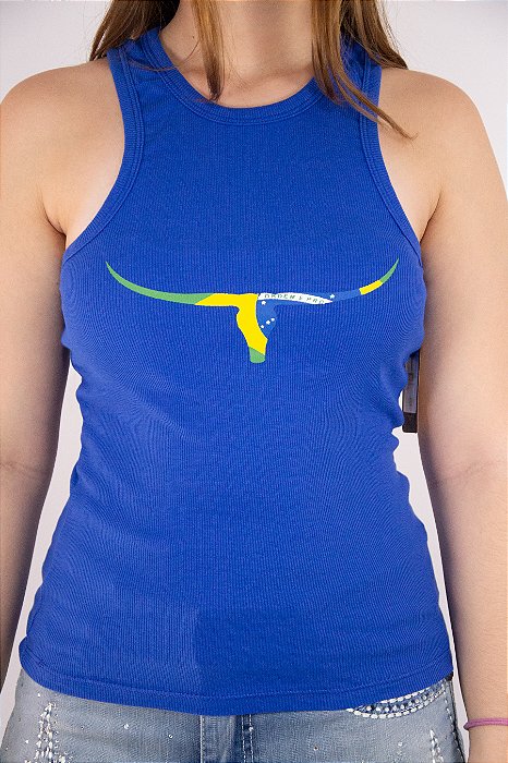 Regata Feminina Dallas Azul Silk Brasil Moiadeiros REG226