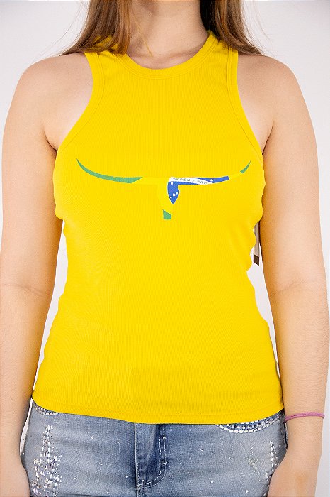 Regata Feminina Dallas Amarelo Silk Brasil Moiadeiros REG227