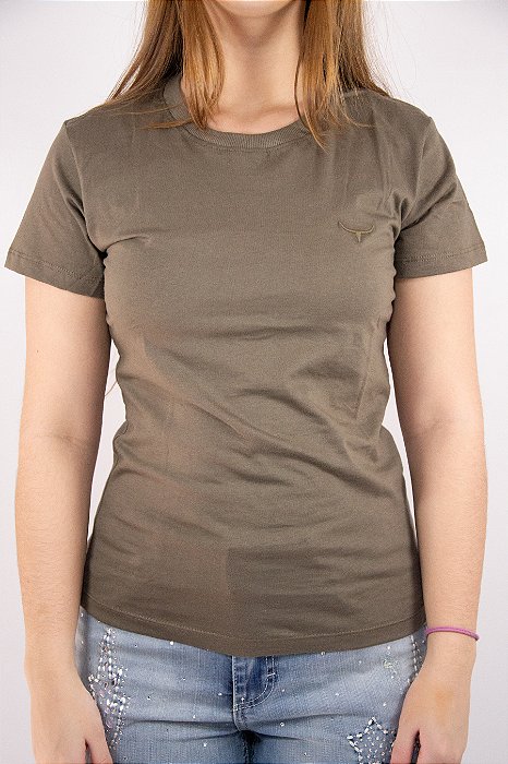 T -Shirt Feminina Básica Verde Oliva Moiadeiros CMF2451