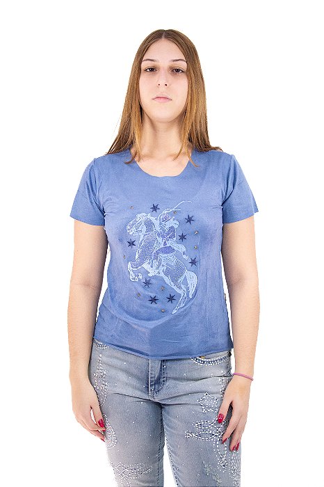 Camiseta Feminina Apache Azul Marinho Modelo 09