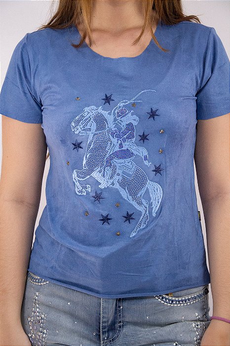 Camiseta Feminina Apache Azul Marinho Modelo 09