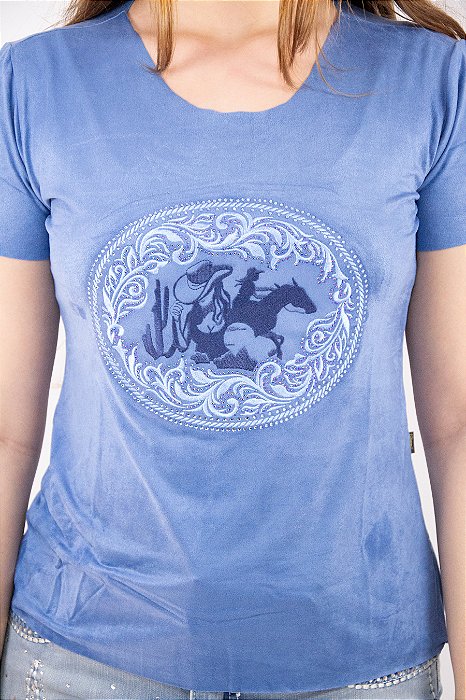 Camiseta Feminina Apache Azul Marinho Modelo 08