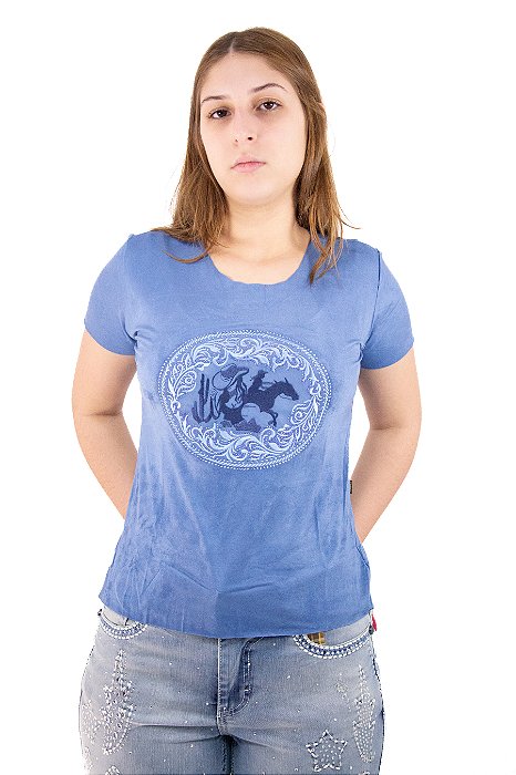 Camiseta Feminina Apache Azul Marinho Modelo 08