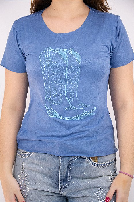 Camiseta Feminina Apache Azul Marinho Modelo 07