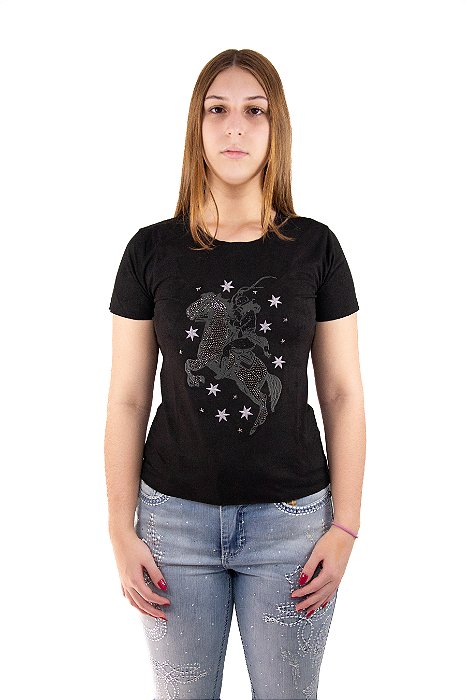 Camiseta Feminina Apache Preta Modelo 06