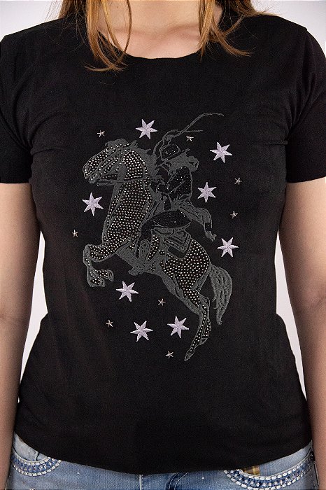 Camiseta Feminina Apache Preta Modelo 06