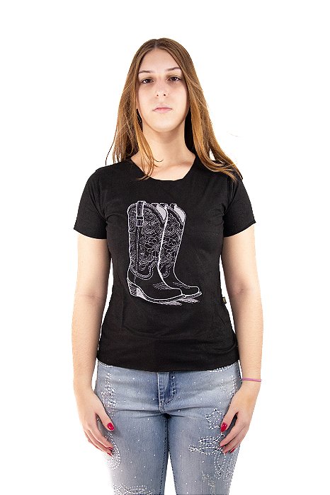 Camiseta Feminina Apache Preta Modelo 05