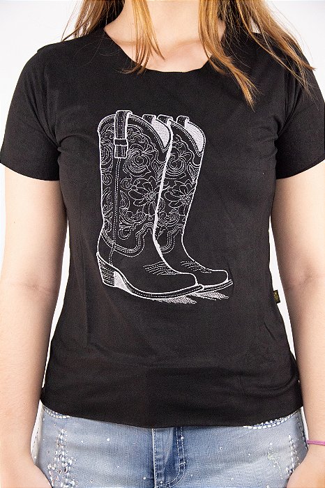 Camiseta Feminina Apache Preta Modelo 05