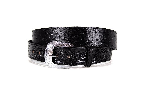 Cinto Masculino Master em Couro Avestruz Preto
