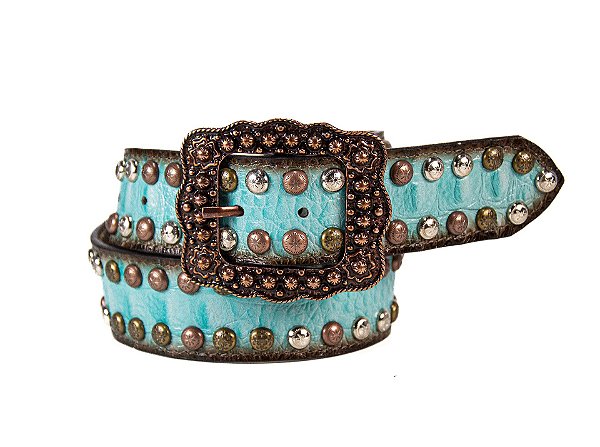 Cinto Feminino Paul Western Couro Azul Bebê