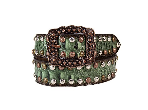 Cinto Feminino Paul Western Couro Verde Esmeralda