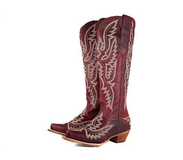 Bota Feminina Goyazes Bico Fino Cano super longo Com zíper lateral Cor - Dallas pinhão / Dallas Pinhão Solado em couro Cod fornecedor - 269806-CC_01