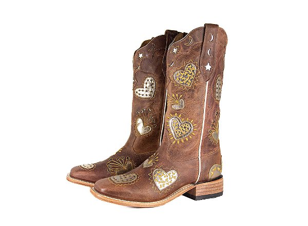 Bota feminina Goyazes Cano médio Solado em couro Bico quadrado Cor - Couro Dallas Furta Cor / Couro Dallas Furta cor Cod fornecedor - 266403-CC_03