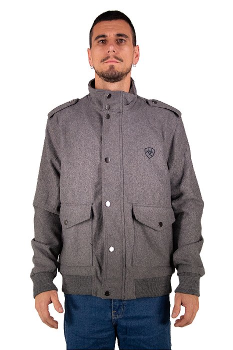 Jaqueta Masculina Ariat Poliéster Cinza escura Bordado Preto