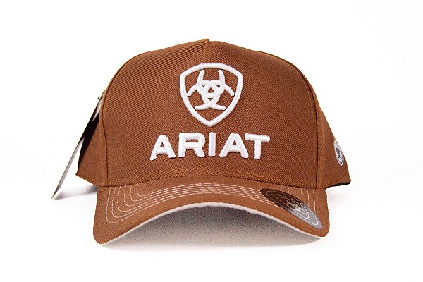 Boné ARIAT - marrom bordado branco